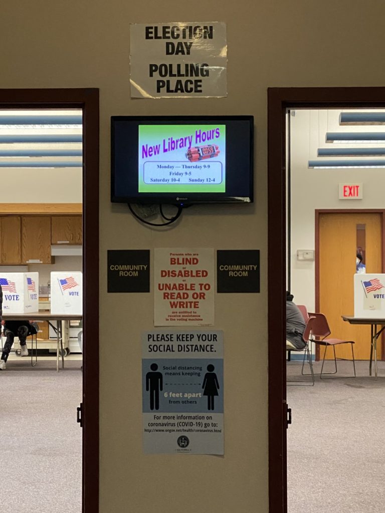 The polling place within the Baldwinsville Public Library