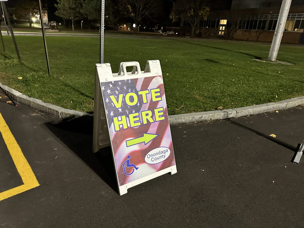 Signage at Nottingham High School for the 2022 Midterm Elections