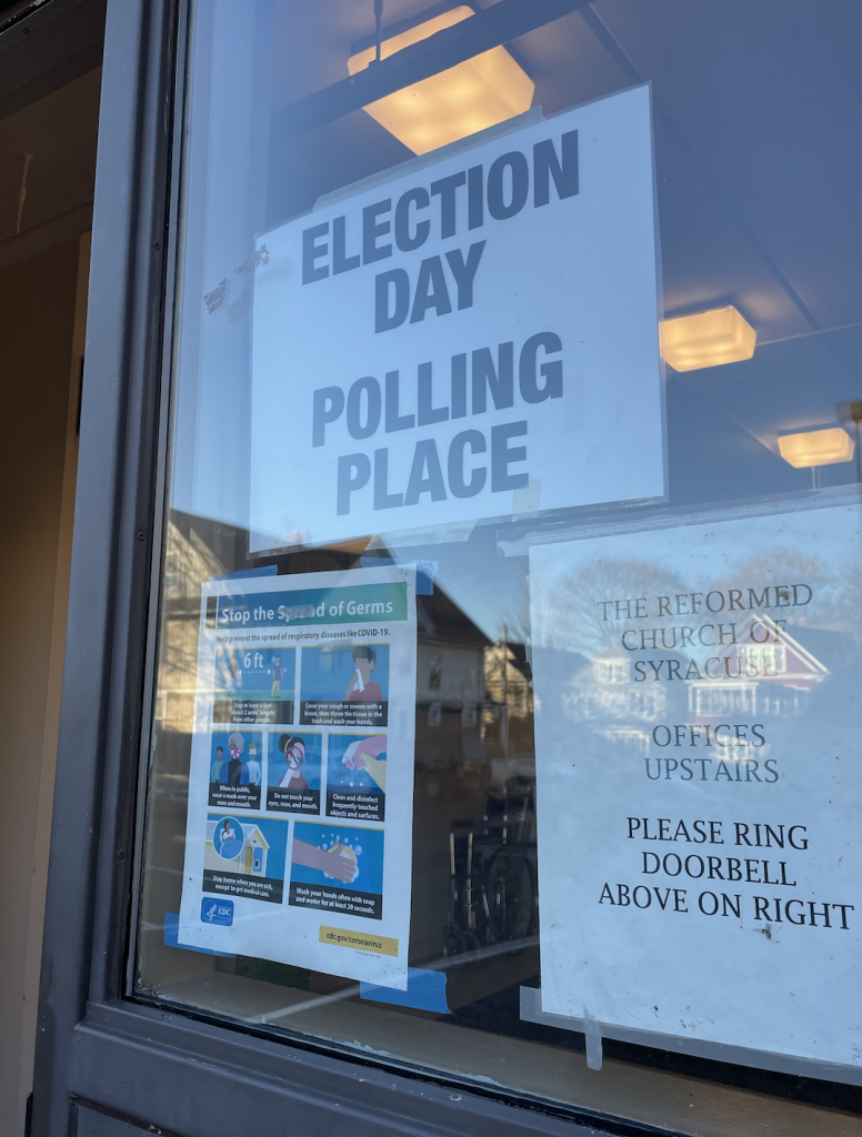 Photo of the "Election Day Polling Place" sign.